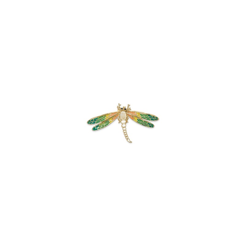 Multi-Colored Dragonfly Pendant (14K)
