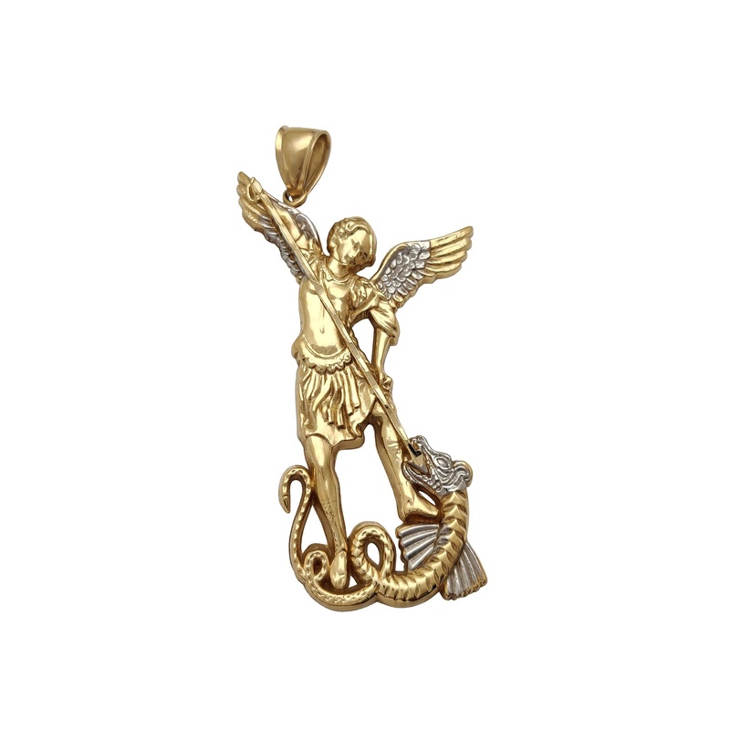 Two-Tone Saint Michael Pendant (14K)