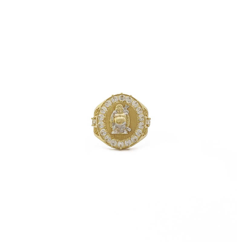 Two-Toned Buddha Signet Ring (14K) 8