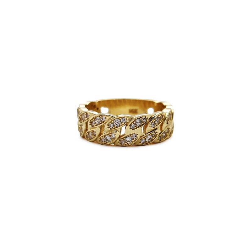 Iced-Out Slim Cuban Ring (14K) 8
