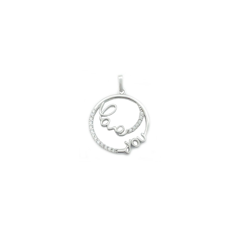 “Love You” Circle Pendant (14K)