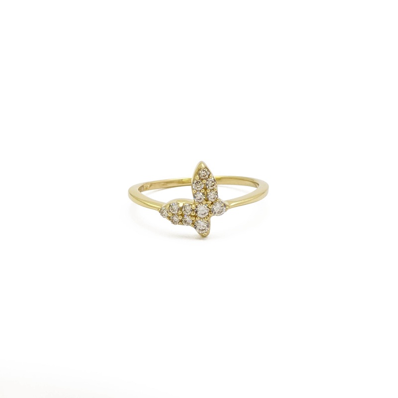 Sparkly Tilted Butterfly Ring (14K) 4