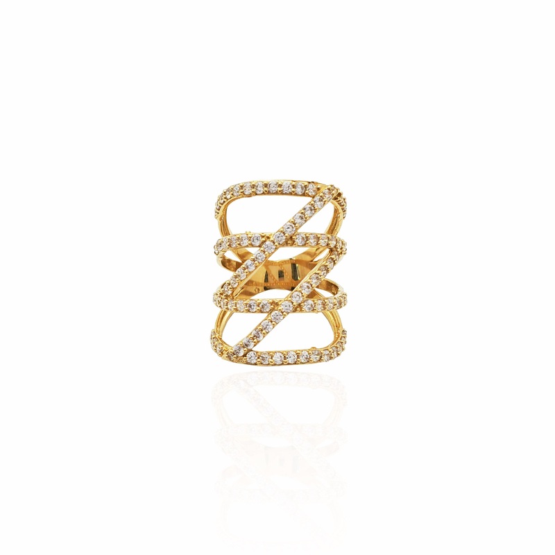Stacked Zs Long Finger Ring (14K) 6