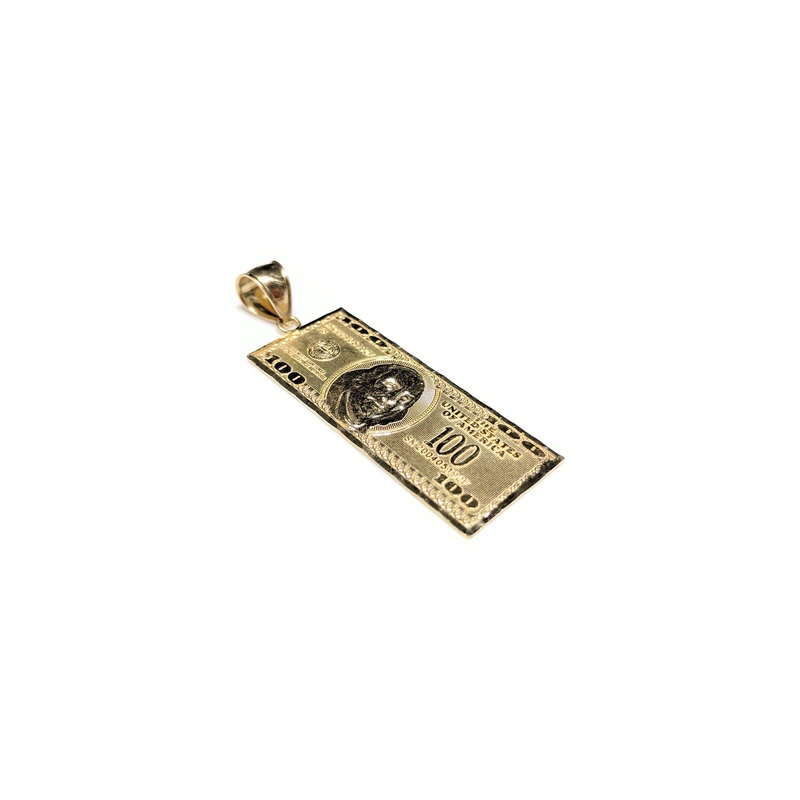 $100 One Hundred Dollar Bill Pendant (14K) Small