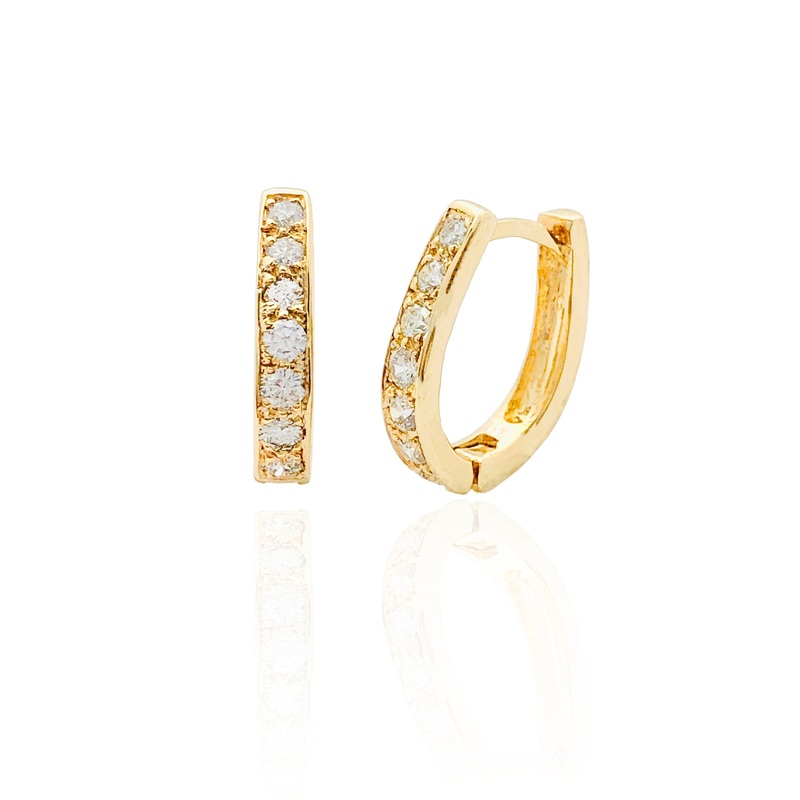 “U” Shaped Diamond Huggie Earrings (14K)