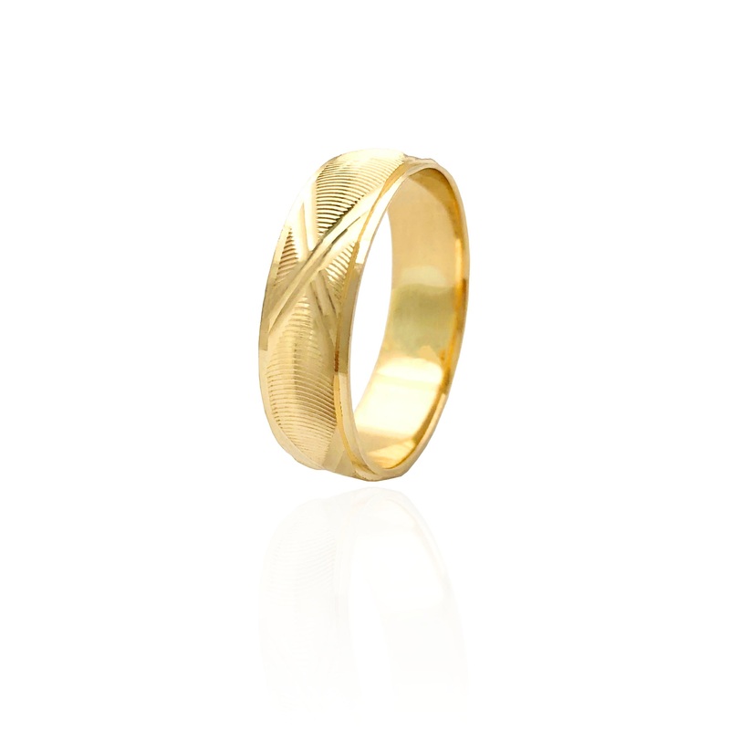” X ” Diamond-Cut Wedding Band Ring (14K) 4.60 mm x 19.15 mm 6.5 Yellow