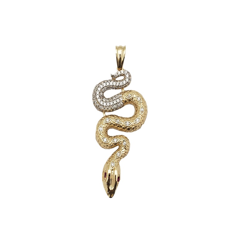 “Molted Ice” Snake Pendant (14K)