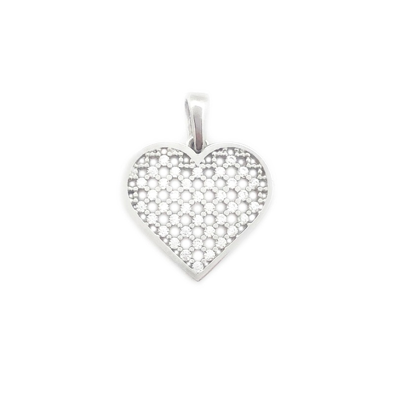“Transparent” Stoneset Heart Pendant (14K)
