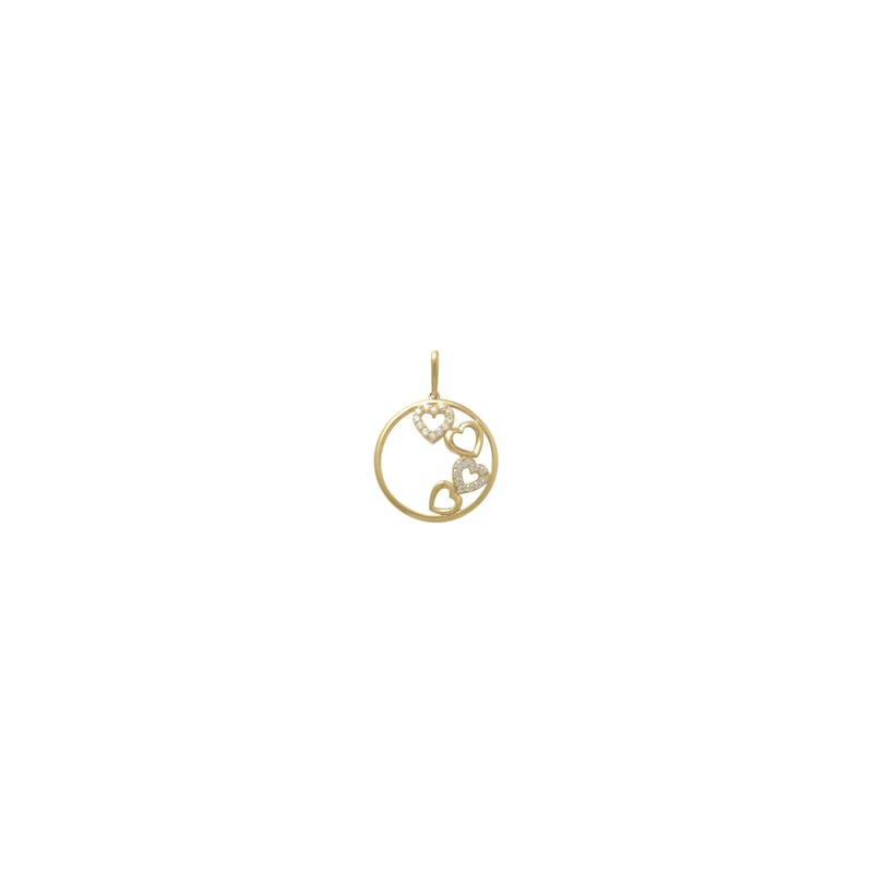 “Core of Hearts” Circle Pendant (14K) 14 Karat Yellow Gold