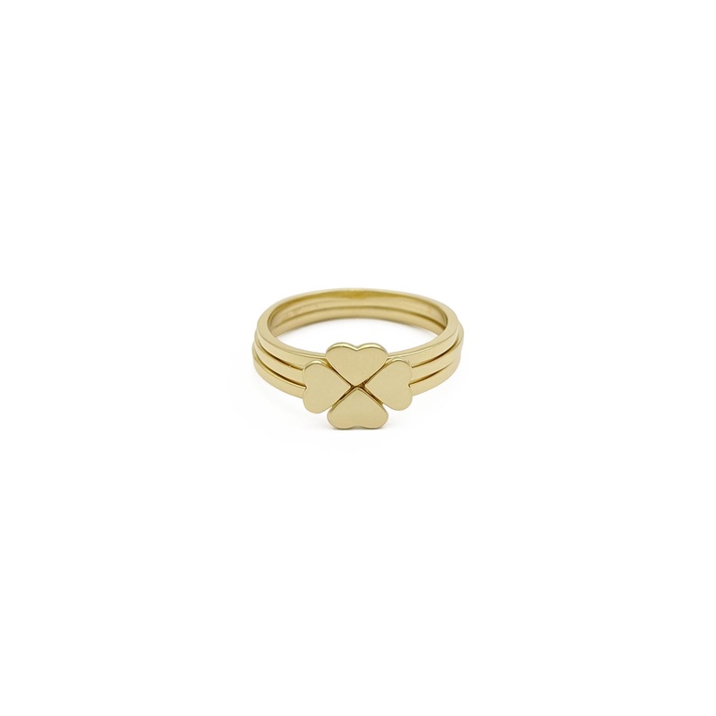 “Four-Leaf Clover” Heart Stackable Rings (14K) 5
