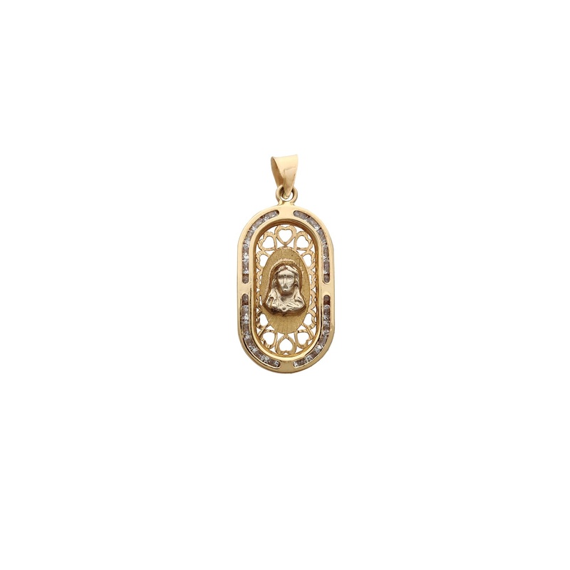 “Heavenly Vision” Stoneset Frame Jesus Pendant (14K)