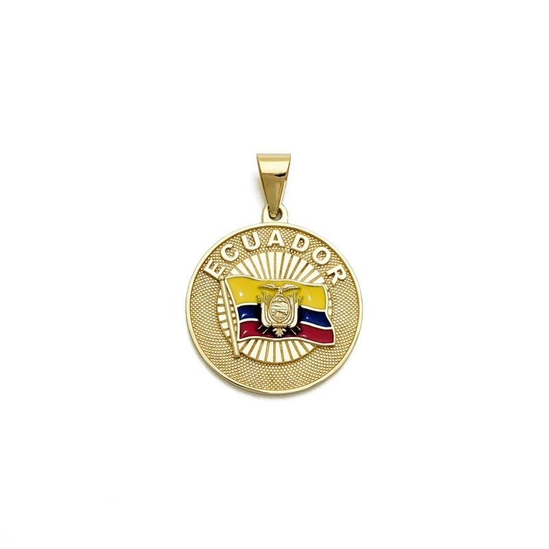 “La Tricolor” Ecuador Flag Medallion Pendant (14K)