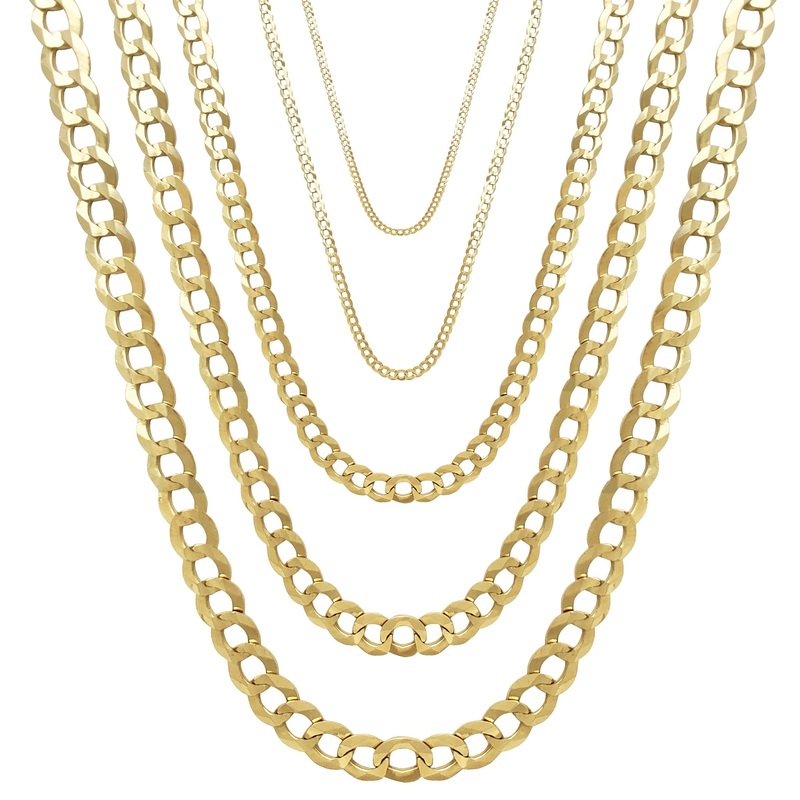 [Solid] Italian Cuban/Open Curb Chain (14K) 1.40 mm 16 inches