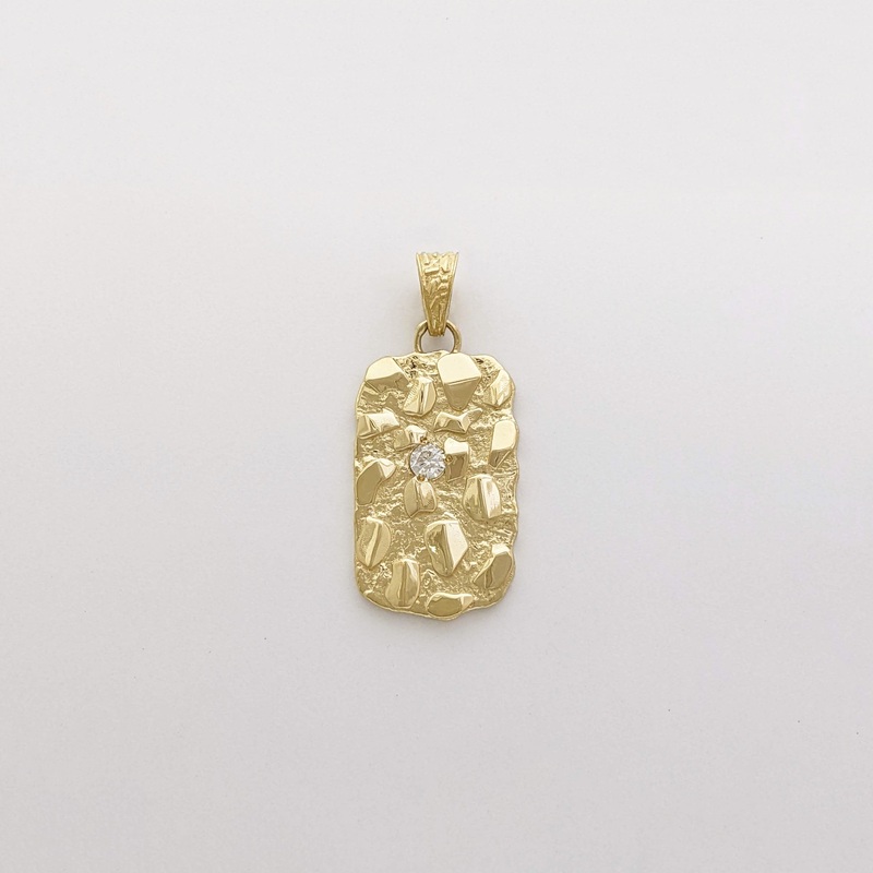 “Diamond in the Rough” Gold Nugget Pendant (14K)
