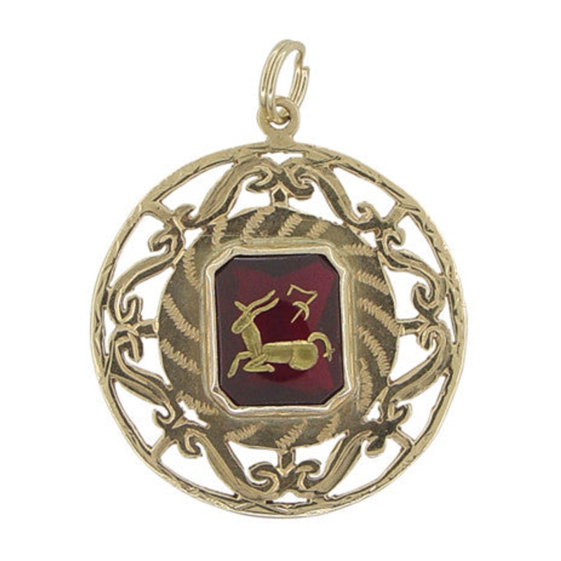 Vintage Large Capricorn Pendant in 14 Karat Gold