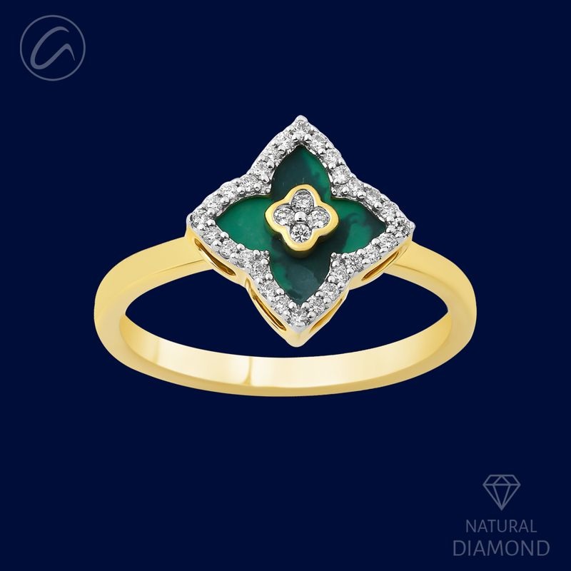 Glistening Floral 18K Gold + Diamond Ring