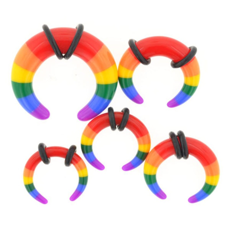 Rainbow Acrylic Pincers 2g – 5/8″ diameter (16mm) Rainbow Pair