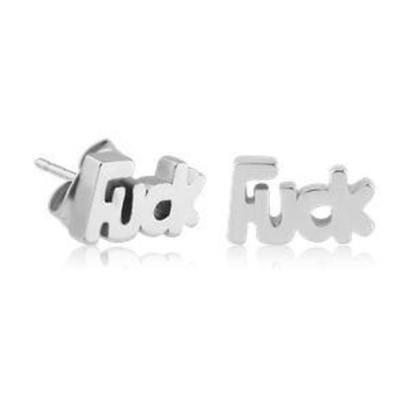 “Fuck” Stainless Stud Earrings 20 gauge Stainless Steel Pair