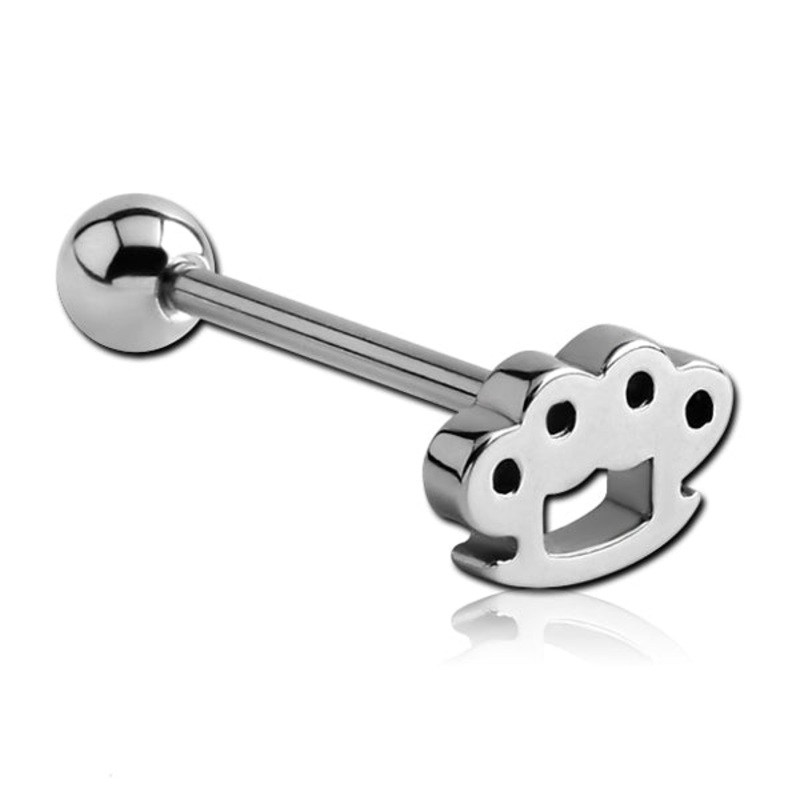 Knuckle Duster Stainless Tongue Barbell 14g – 5/8″ long (16mm) Stainless Steel