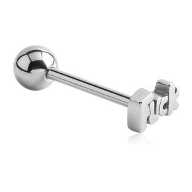 “Fuck” Stainless Tongue Barbell 14g – 5/8″ long (16mm) Stainless Steel